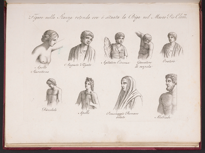 Figures located in the Hall of the Chariot in the Pio Clementino Museum, c.1791 (print)