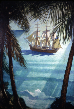 The Ship Bounty (oil on Renaissance panel)