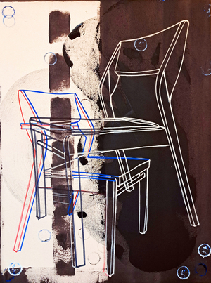 Chaise prototype, after David Gour, 2023 (oil and acrylic on mixed canvas)