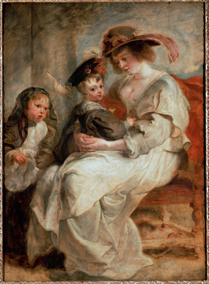 Helene Fourment with her children (oil on wood)