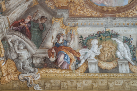 The Allegory of Human Life: four ages of man, the Virtues and the Fates, 1691-92 (fresco) (detail of 3606320)