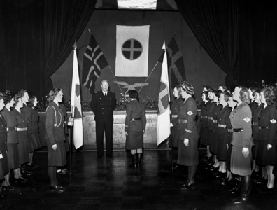 Oslo April 1943. Vidkun Quisling present at the Women's Hird's 9th anniversary in the People's House …, 1943 (photo)
