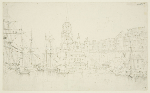 St Mary Redcliffe and Redcliffe Wharf from Prince Street Bridge, 1822 or 1824 (pencil on paper)