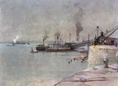 The Landing Stage, South End (colour litho)