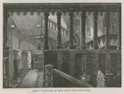 Great staircase as seen from the inner hall, Holland House (engraving)