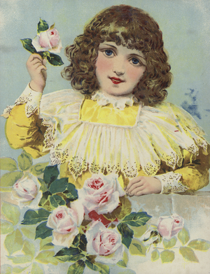 Girl with roses (chromolitho)