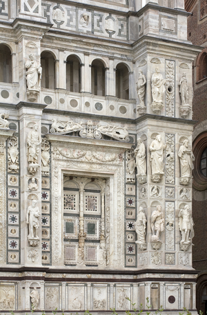 Detail of the exterior of Certosa di Pavia, Province of Pavia, Lombardy, Italy (photo)