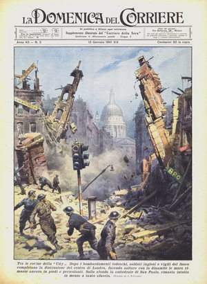 Among the ruins of the City (colour litho)