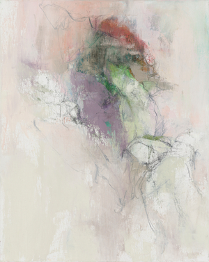 Abstract composition, Organic forms series, 2019, (mixed media - oil, oil pastel & charcoal on linen canvas)