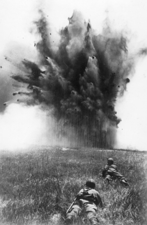 German paratroopers during combat on the Eastern front, 1942 (b/w photo)
