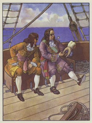 Illustration for Gulliver's Travels by Jonathan Swift (colour litho)