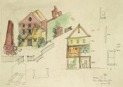 Study for abandoned house, 1996 (watercolor and marker on paper)