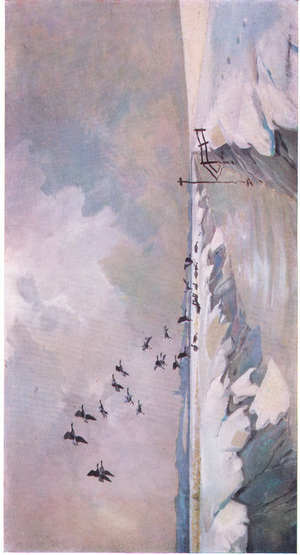 Grey Geese in the frozen fields (litho)