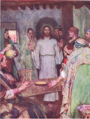 Then came Jesus and stood in the midst, from The Bible Story published by Hodder & Stoughton, c.1930 (colour litho)