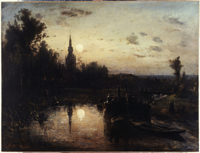 Moonlight at Overschie (near Rotterdam), 1855 (oil on canvas)