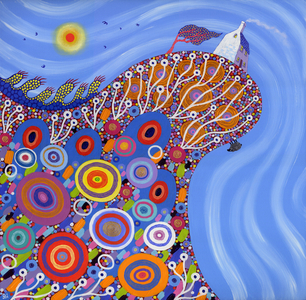The Very Precarious Sheep, 2014, (acrylic on canvas)