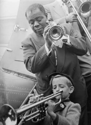 Louis Armstrong, c.1950s (b/w photo)