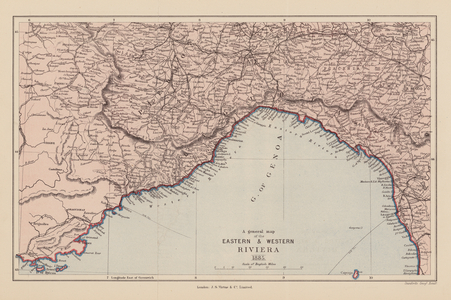 Map of the Eastern and Western Riviera, 1885 (engraving)