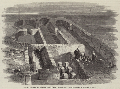 Excavations at North Wraxall, Wilts, Bath-Rooms of a Roman Villa (engraving)