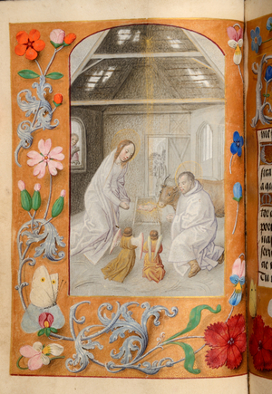 Ms 60 fol.13v Nativity, from the Hours of Katherine Bray, c.1480-90 (gouache & bodycolour on vellum)