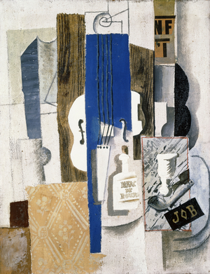 Violin, Bottle and Glass, 1913 (oil, collage and charcoal on canvas)