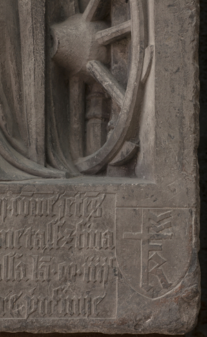 Detail from the votive monument of Eustache Savary, Cathédrale Notre-Dame, Tournai, Hainaut, Belgium, c.1425 (stone)