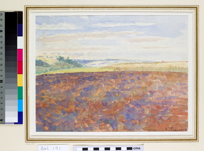 Study of a landscape with a ploughed field, Eragny, 1886-1890 (drawing)