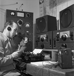 Radio operator Scotty Brodie (b/w photo)
