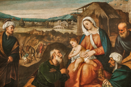 Adoration of the Magi, detail of 2384624 (oil on canvas)