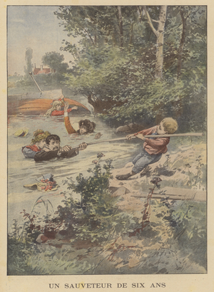 A six year-old lifesaver (colour litho)