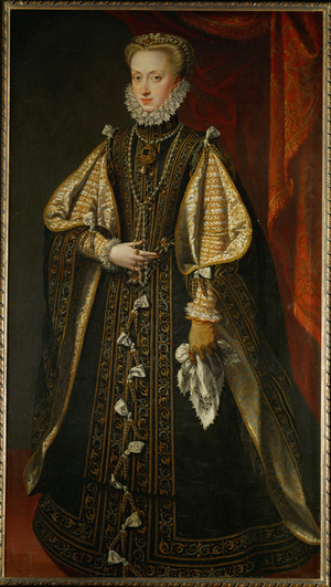 Archduchess Anna of Austria, Queen of Spain At age 21 she became the fourth wife of her uncle, King Philip II … (painting on canvas)