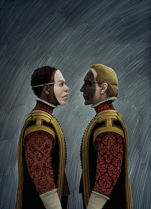 Red Velvet, 2016 (scratchboard, colourized digitally)