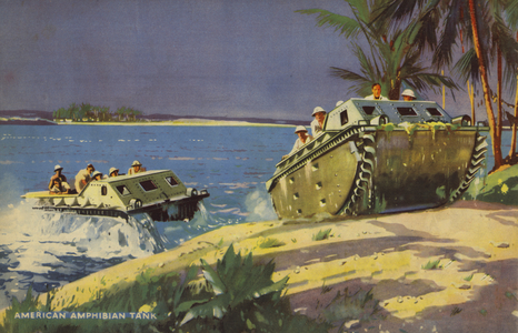 American amphibious tanks, World War II (colour litho)