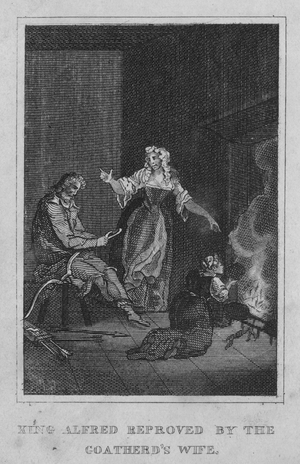King Alfred reproved by the Goatherd's wife (engraving)