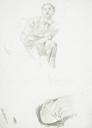 Seated Man, study for 'Boulter's Lock, Sunday Afternoon', c.1880 (pencil on paper)