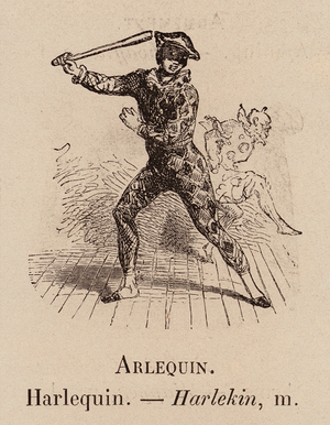Le Vocabulaire Illustre: Arlequin; Harlequin; Harlekin (engraving)