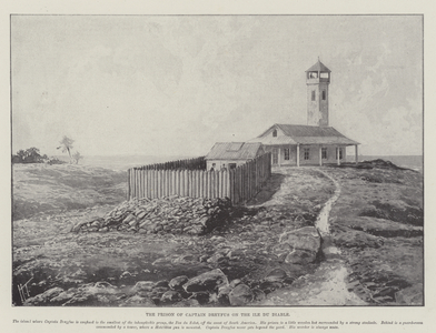 The Prison of Captain Dreyfus on the Ile du Diable (litho)
