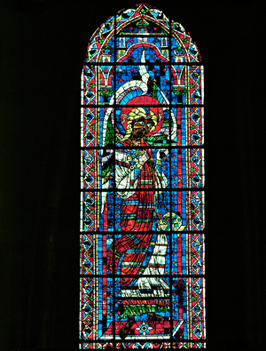 An angel with a censer; window from the apse of Chartres Cathedral (stained glass)