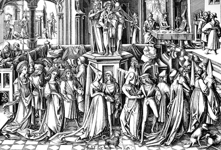 Ball dance party in a german princely court society in the 15. century