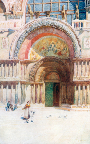 The Doorway of San Marco (colour litho)
