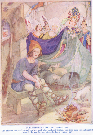 The princess and the swineherd (colour litho)