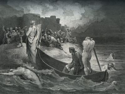 Illustration for The Divine Comedy - Hell (La Divina Commedia, L'Inferno) by Dante, 19th century (engraving)