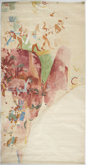 Tracing of a wall painting from the east wall, Upper Temple of the Jaguars, Chichen Itza, Mexico
 (w/c & bodycolour)