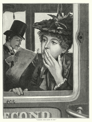 Kissing her hand to me (engraving)