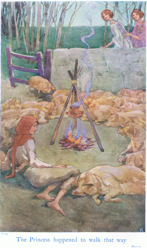 The princess happened to walk that way, 1940's (colour litho)