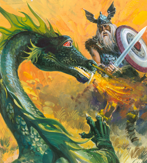 Scene from Beowulf (gouache on paper)