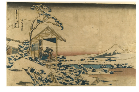 Teahouse at Koishikawa, The Morning after the Snowfall from the series Thirty-six Views of Mount Fuji, c.1831-1833 (woodblock print on paper)