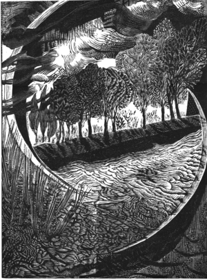 '...our peculiar sort of existence here...' David Jones, 2018 (vinyl engraving)
