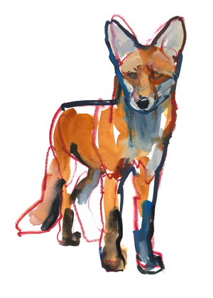 Young Fox, 2021, (mixed media on paper)