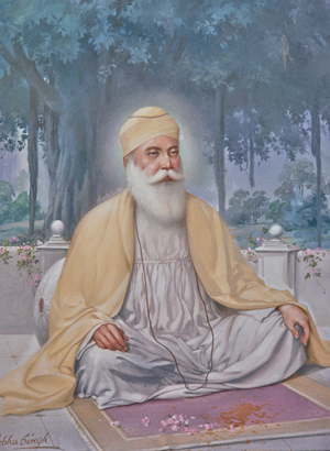 Modern painting of Guru Nanak by Sobha Singh (miniature)